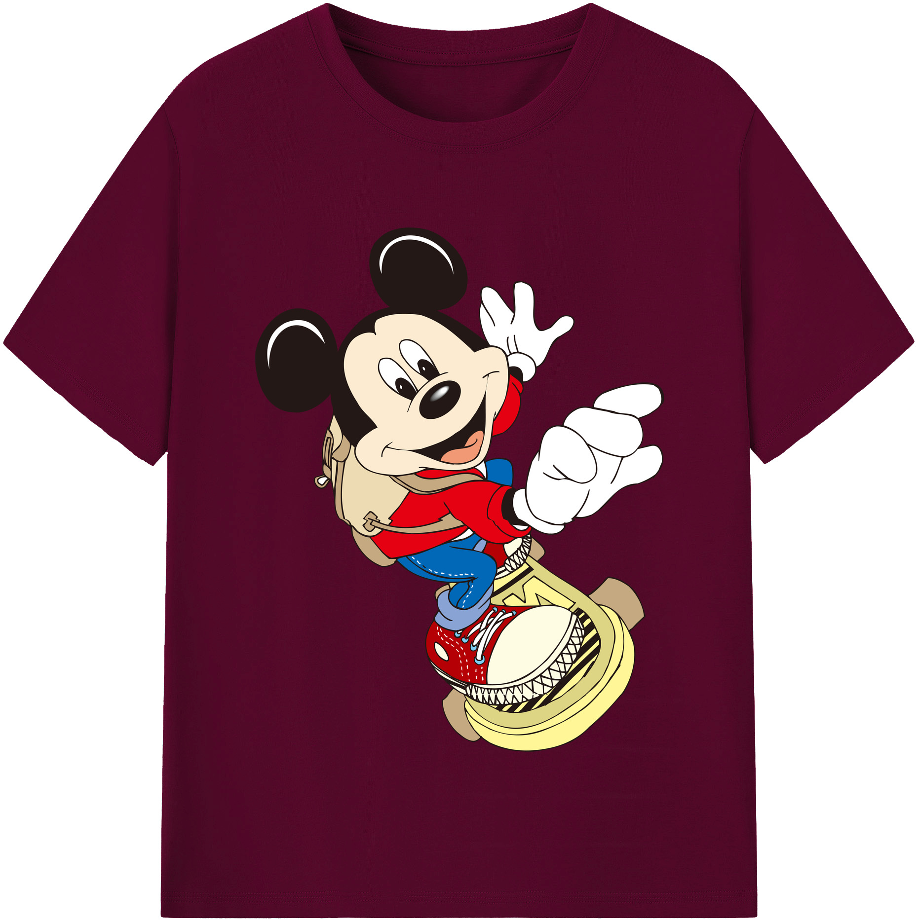 （画像用） ミッキーマウス Mickey Mouse レディースカジュアルプリントTシャツ（綿100％）